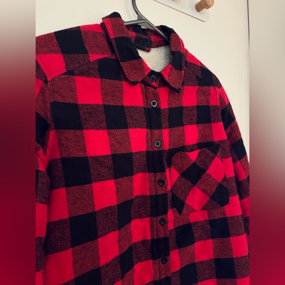 Sherpa Boyfriend Fit Plaid Flannel canadienne polaire Bluenotes Chemise carreaux - Picture 2 of 5